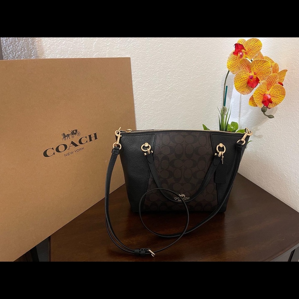 Coach Kacey Satchel In Signature Canvas NWT